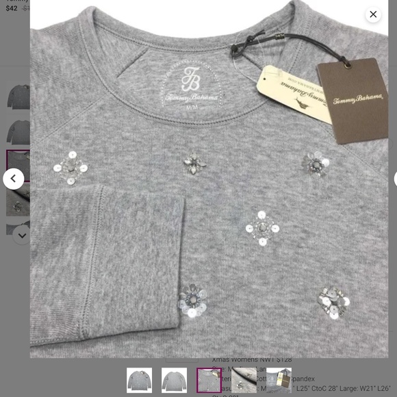 Tommy  Bahama Aruba Embellished Sweatshirt Large NWT - Picture 3 of 3